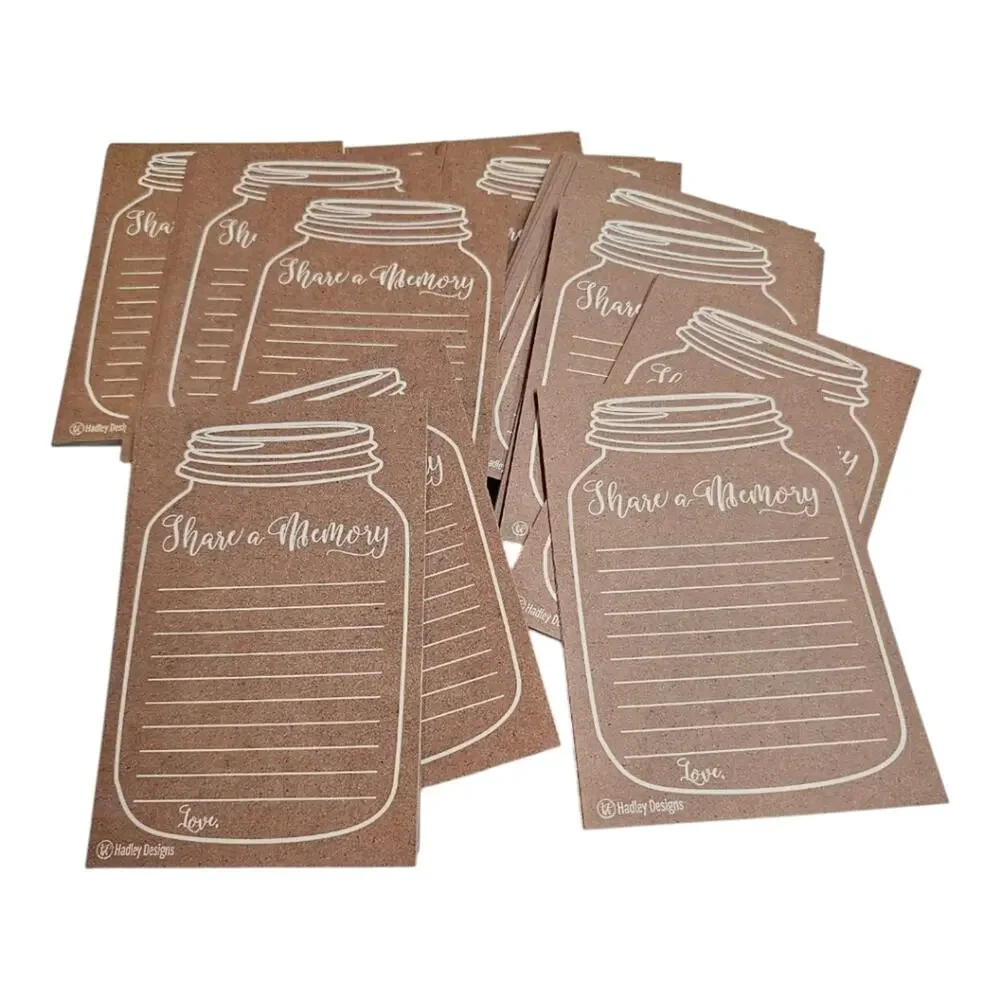 Hadley Designs Share A Memory Rustic Mason Jar Design With Lines For Writing